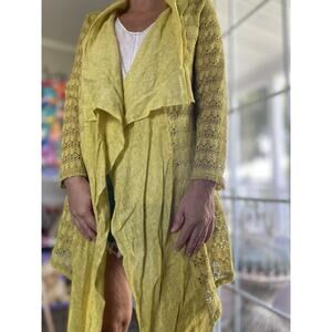 Azúcar Knit Duster Kimono 100% Linen Cardigan Women’s L